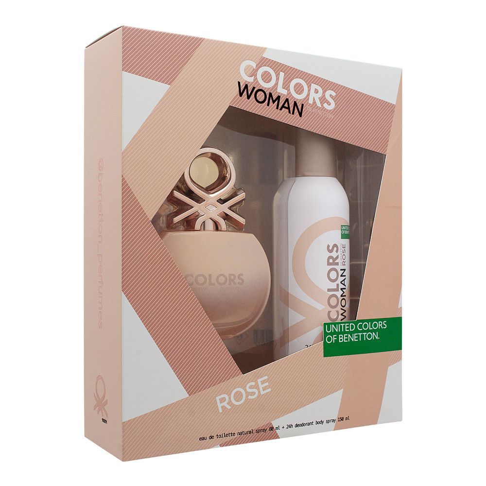 Benetton COLORS ROSE Women Gift Set (EDT 80ml + DEO SPRAY 150 ml)-Gift Set